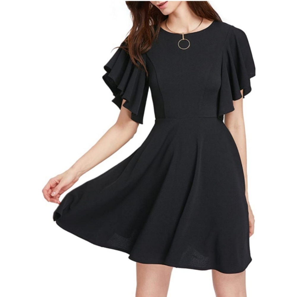 NEW Stretchy A Line Swing Skster Black Dress
